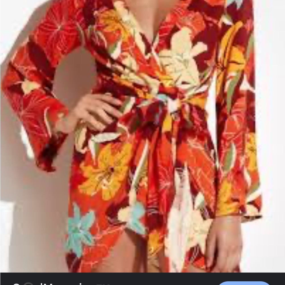 Cupshe Vera V-neck Bell Sleeve Bodycon Wrap Mini Dress Cover Up Small Resortwear